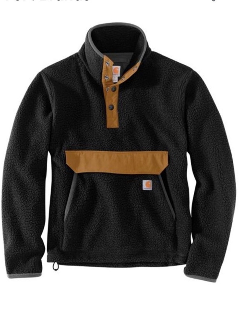 Carhartt Relaxed Fit Black & Tan Fleece Kangaroo Pullover | S